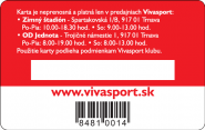 Viva Sport -  zákaznícka karta - zadná strana
